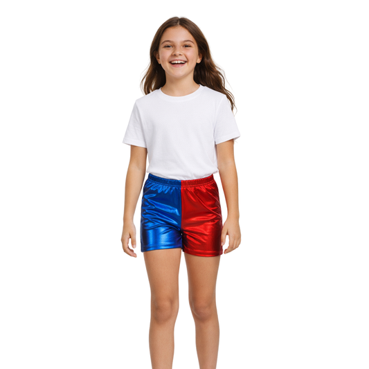 Kids Metallic Red Blue Hotpants