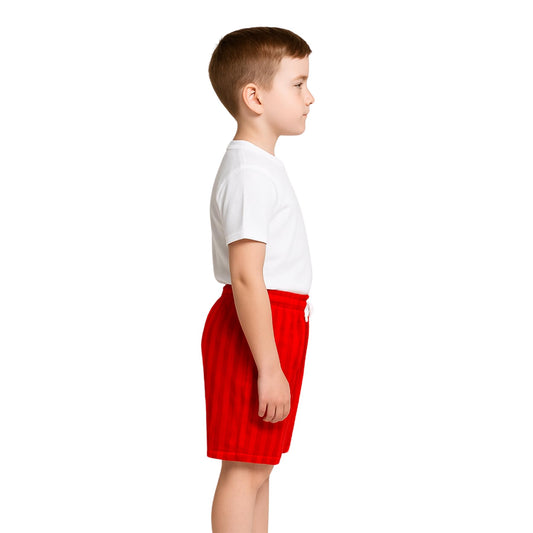 Kids Unisex Shadow Stripe PE Shorts, Girls Boys Drawstring Waist Football Shorts, School Sports Gym Running Boys and Girls’ Activewear Stretchy Short Pants, Ages 2-13