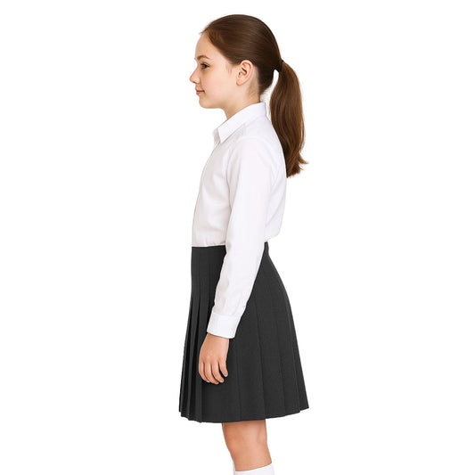 SchoolStitch® Girls School Skirts, Zip Back Top Stitched All Round Knife Pleated Skirt, Plain Girls School Uniform, Womens Formal Office Skirt, Stretchy Summer Skirts