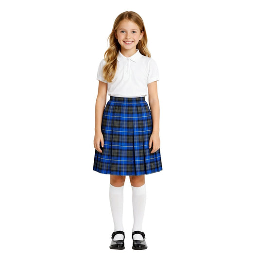 SchoolStitch® Girls Box Pleated School Skirt, Plain All-Round Elasticated Waist Pleated Skirt, Knee Length Tartan Skirts, School Uniform Girls Summer Skirts, Ages 2-67