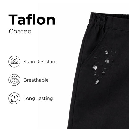 School Stitch® Boys School Shorts, Waist Adjuster with Half Elastic Back Knee Length Pull On Shorts With Pockets, Kids Plain Teflon Coated Black Short Pants, School Uniform Boys Ages 2-13