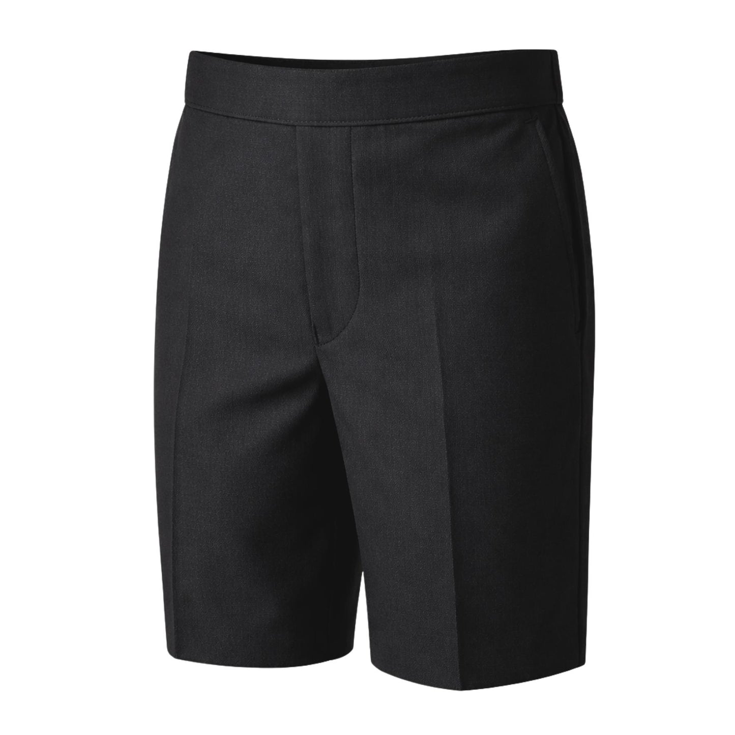 School Stitch® Boys School Shorts, Waist Adjuster with Half Elastic Back Knee Length Pull On Shorts With Pockets, Kids Plain Teflon Coated Black Short Pants, School Uniform Boys Ages 2-13