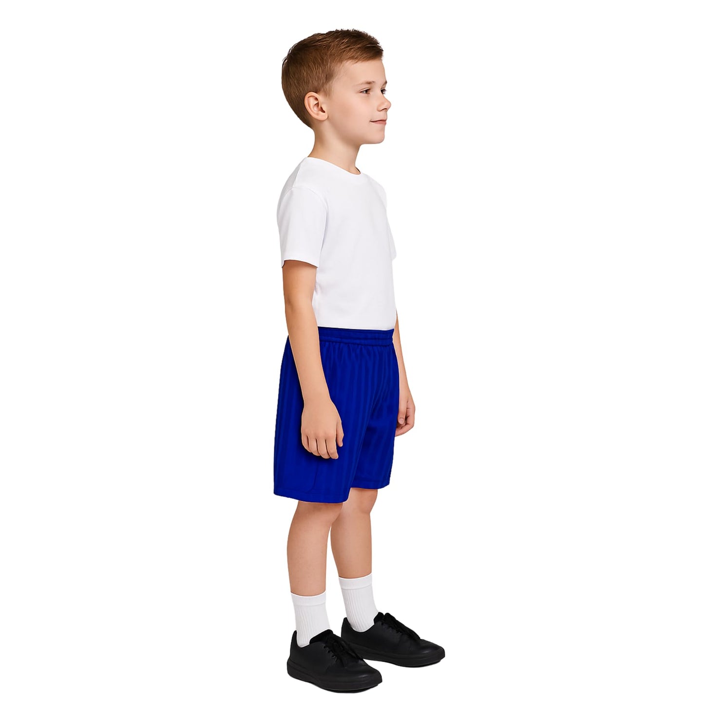 Kids Unisex Shadow Stripe PE Shorts, Girls Boys Drawstring Waist Football Shorts, School Sports Gym Running Boys and Girls’ Activewear Stretchy Short Pants, Ages 2-13