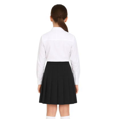 SchoolStitch® Girls School Skirts, Zip Back Top Stitched All Round Knife Pleated Skirt, Plain Girls School Uniform, Womens Formal Office Skirt, Stretchy Summer Skirts
