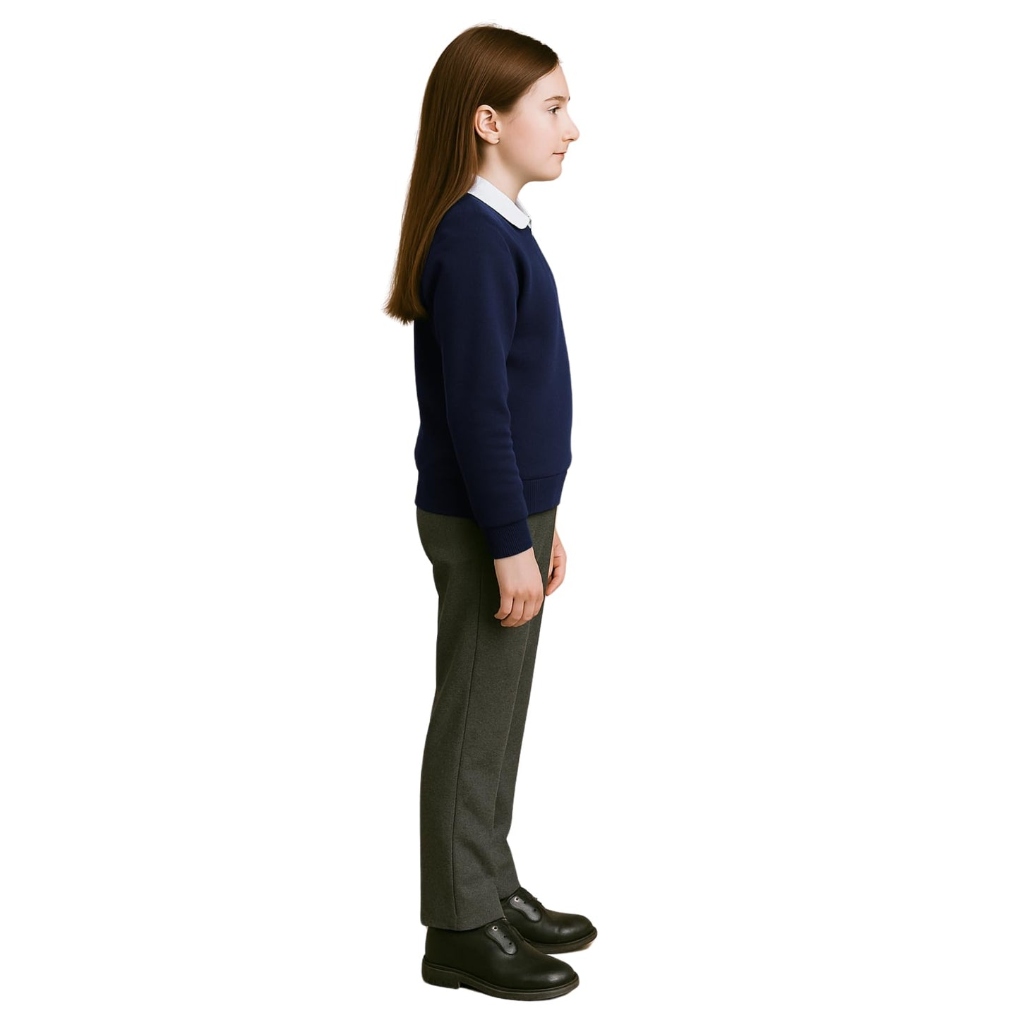 School Jumpers for Boys and Girls, Long Sleeve Fleece Jumper, Kids Unisex Crew Neck Plain Sweatshirt, School Uniform Girls and Boys, Ages 2-13