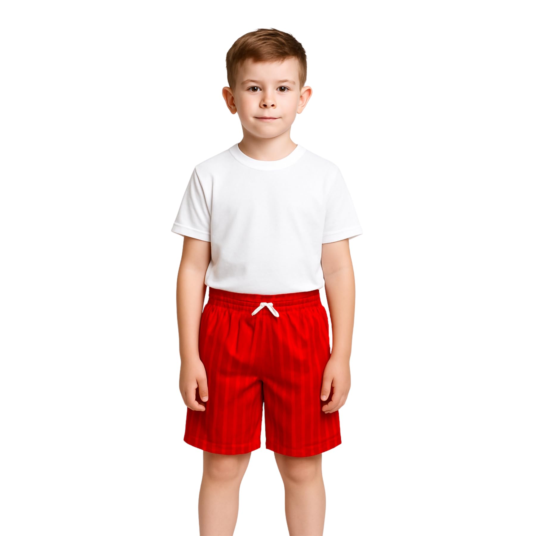 Kids Unisex Shadow Stripe PE Shorts, Girls Boys Drawstring Waist Football Shorts, School Sports Gym Running Boys and Girls’ Activewear Stretchy Short Pants, Ages 2-13