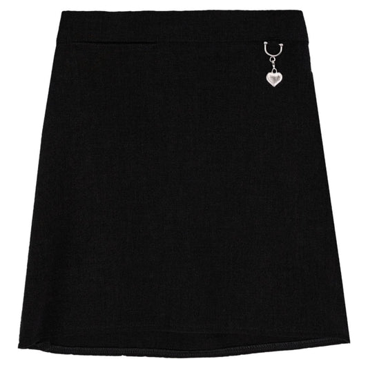 SchoolStitch® Girls Uniform School Skirts, Lycra Elasticated Back School Skirt, Plain Girls Uniform Summer Skirts with Heart Attachment Front Pocket, Sizes 2-16 Years
