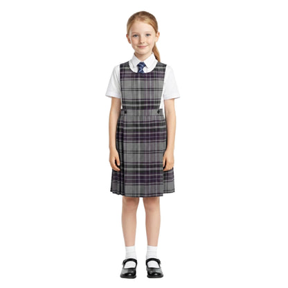 SchoolStitch® Girls School Uniform Sleeveless Pinafore Dress, Knife Pleats Wrap-Over Bib Tartan Dress, Summer School Dresses for Girls, Age 2-18 Years