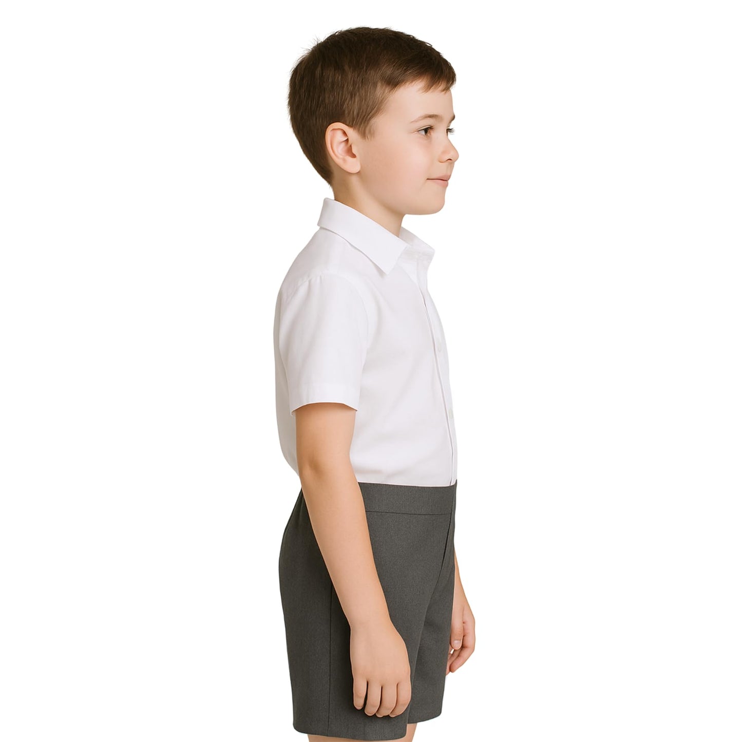 Boys School Shorts, Half Elastic Back Knee Length Pull On Shorts with Pockets, Kids Plain Teflon Coated Black Short Pants, School Uniform Boys Ages 2-13