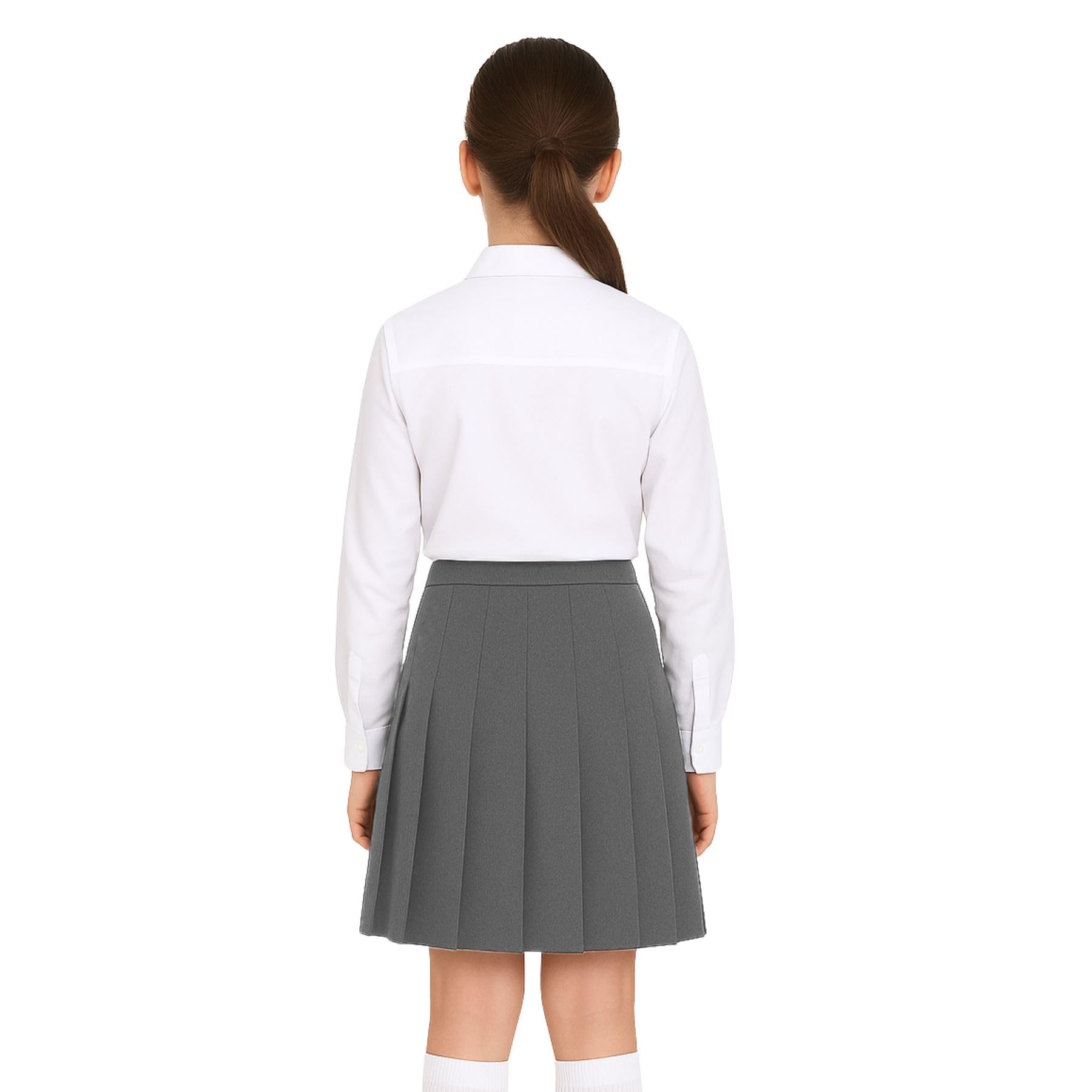 SchoolStitch® Girls School Skirts, Zip Back Top Stitched All Round Knife Pleated Skirt, Plain Girls School Uniform, Womens Formal Office Skirt, Stretchy Summer Skirts