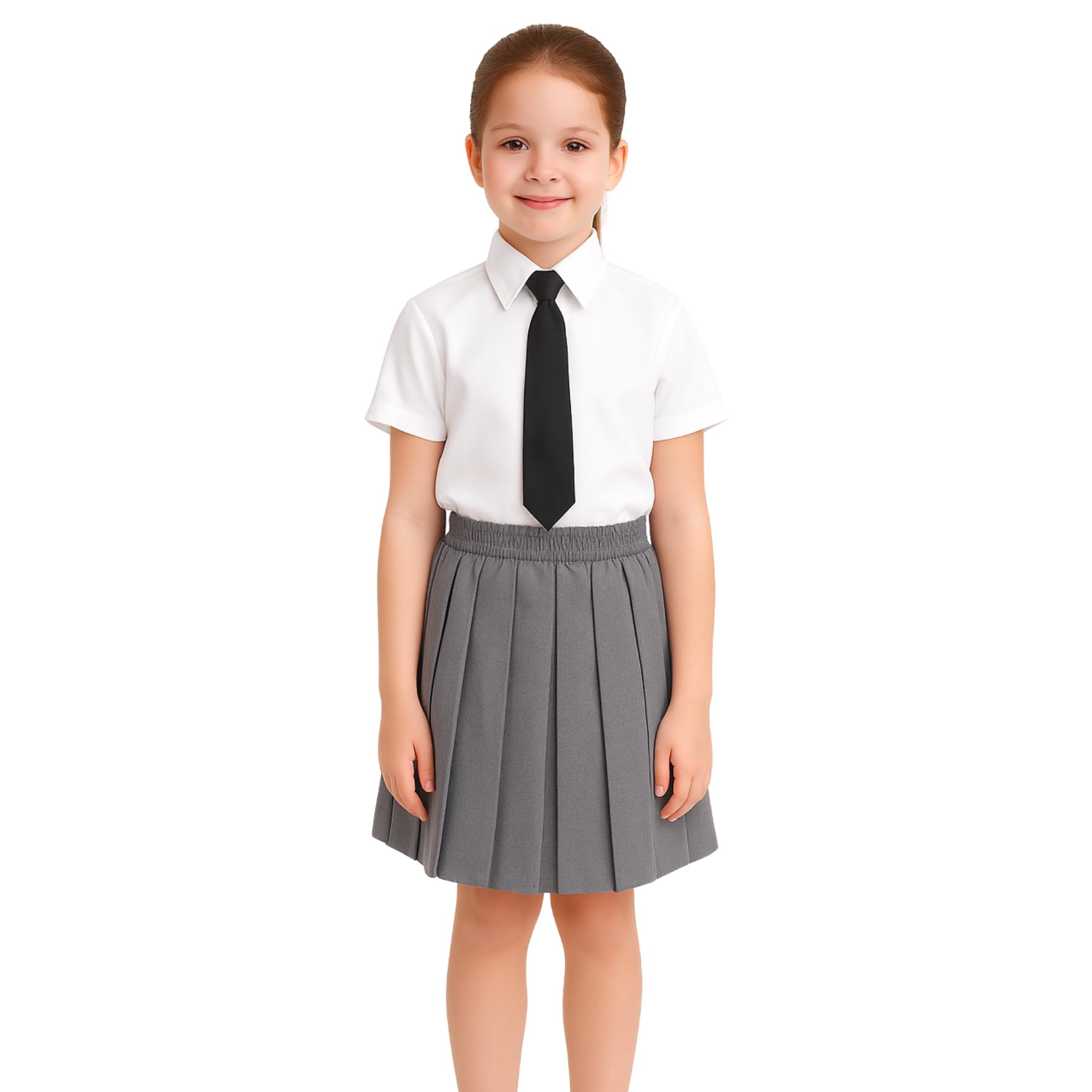 SchoolStitch® Girls Box Pleated School Skirt, Plain All-Round Elasticated Waist Pleated Skirt, Knee Length Tartan Skirts, School Uniform Girls Summer Skirts, Ages 2-18