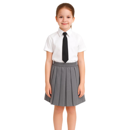 SchoolStitch® Girls Box Pleated School Skirt, Plain All-Round Elasticated Waist Pleated Skirt, Knee Length Tartan Skirts, School Uniform Girls Summer Skirts, Ages 2-18
