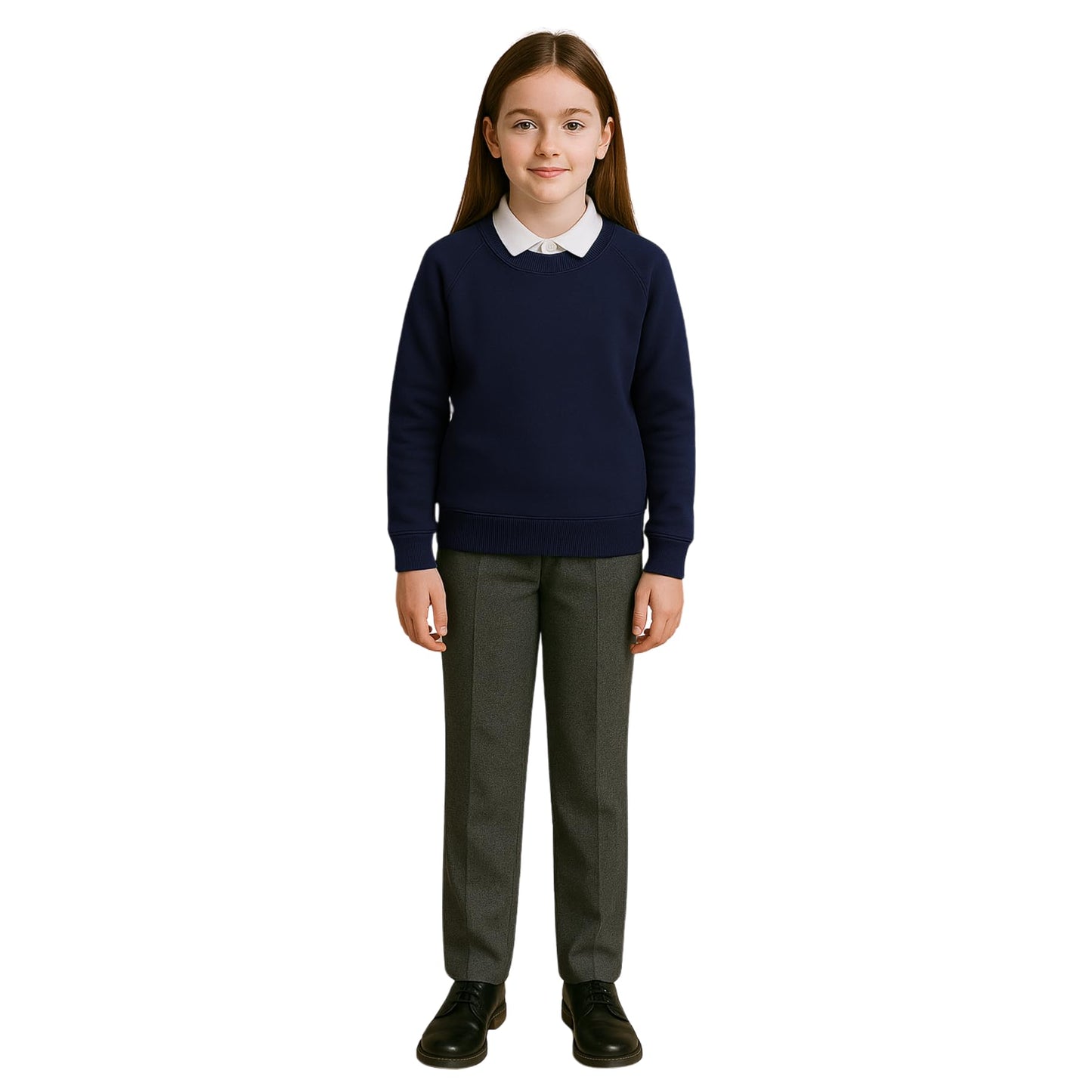 School Jumpers for Boys and Girls, Long Sleeve Fleece Jumper, Kids Unisex Crew Neck Plain Sweatshirt, School Uniform Girls and Boys, Ages 2-13