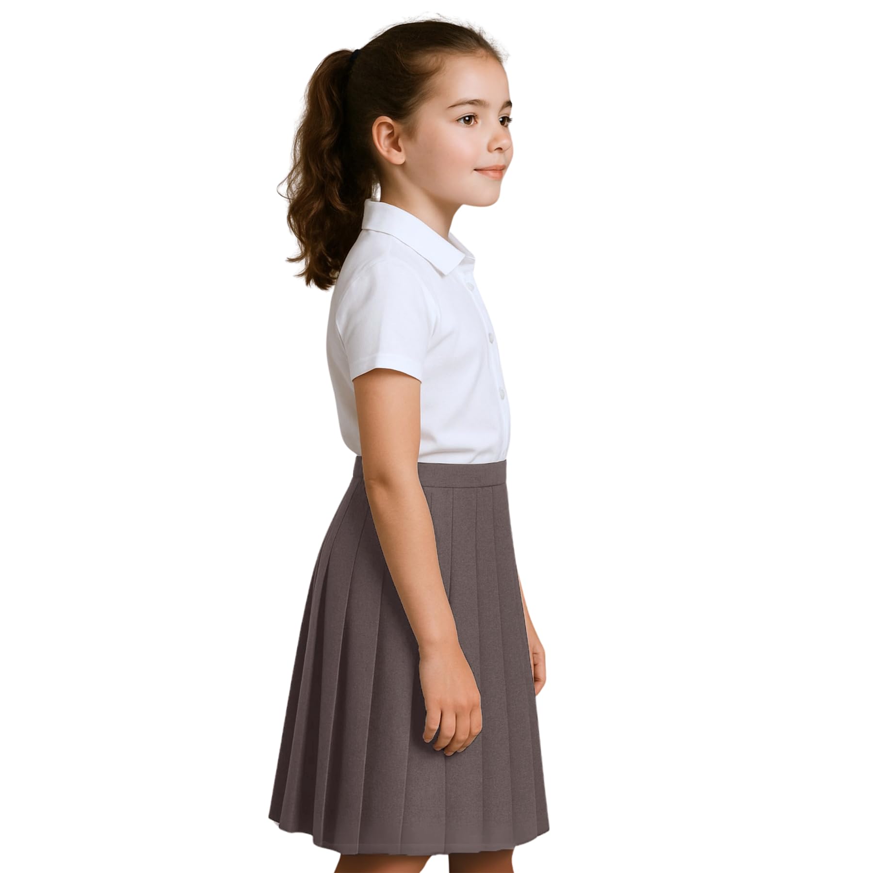 SchoolStitch® Girls School Skirt, Plain Zip Back Button Knee Length Knife Pleated Skirt, Ladies Formal Wear Skirts, Lightweight Girls School Uniform Summer Skirts