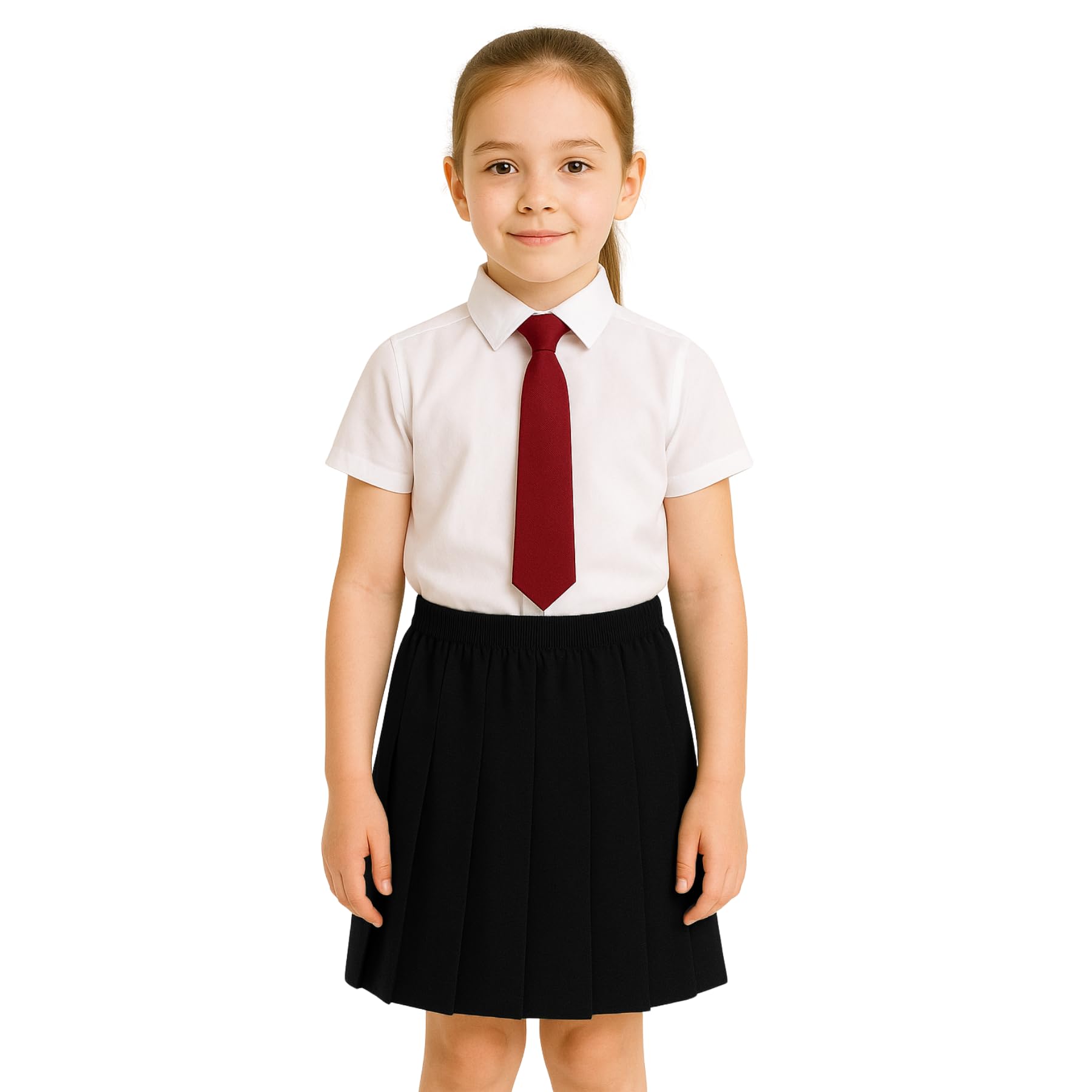 SchoolStitch® Girls Box Pleated School Skirt, Plain All-Round Elasticated Waist Pleated Skirt, Knee Length Tartan Skirts, School Uniform Girls Summer Skirts, Ages 2-18