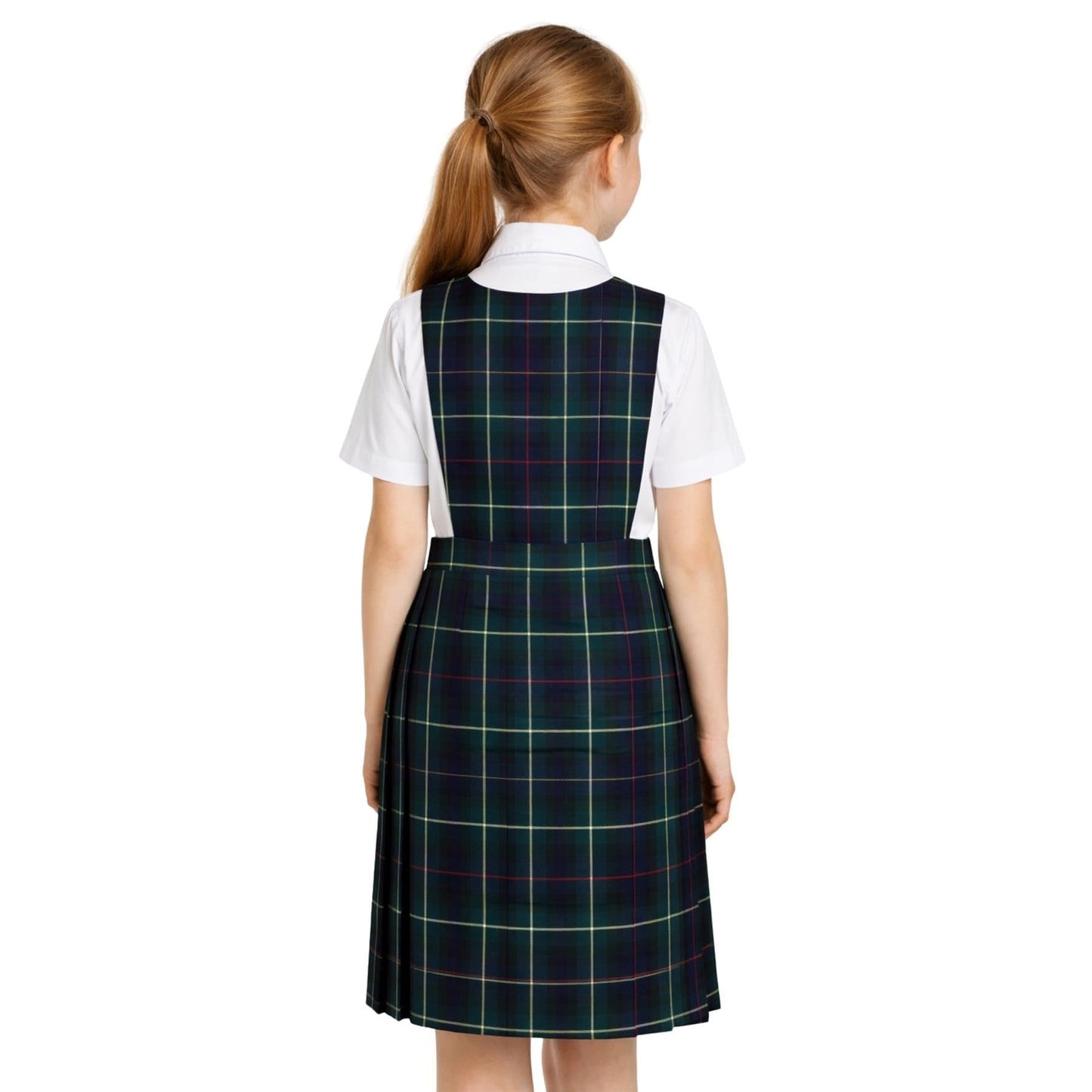 SchoolStitch® Girls School Uniform Sleeveless Pinafore Dress, Knife Pleats Wrap-Over Bib Tartan Dress, Summer School Dresses for Girls, Age 2-18 Years