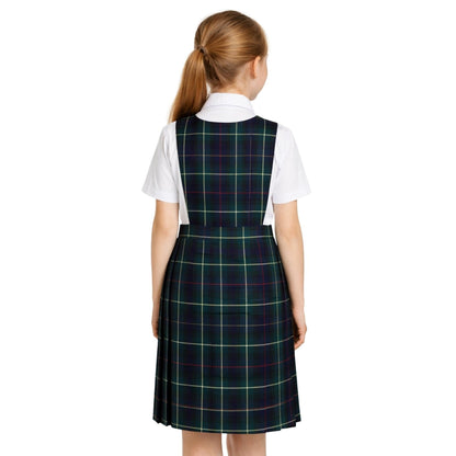 SchoolStitch® Girls School Uniform Sleeveless Pinafore Dress, Knife Pleats Wrap-Over Bib Tartan Dress, Summer School Dresses for Girls, Age 2-18 Years