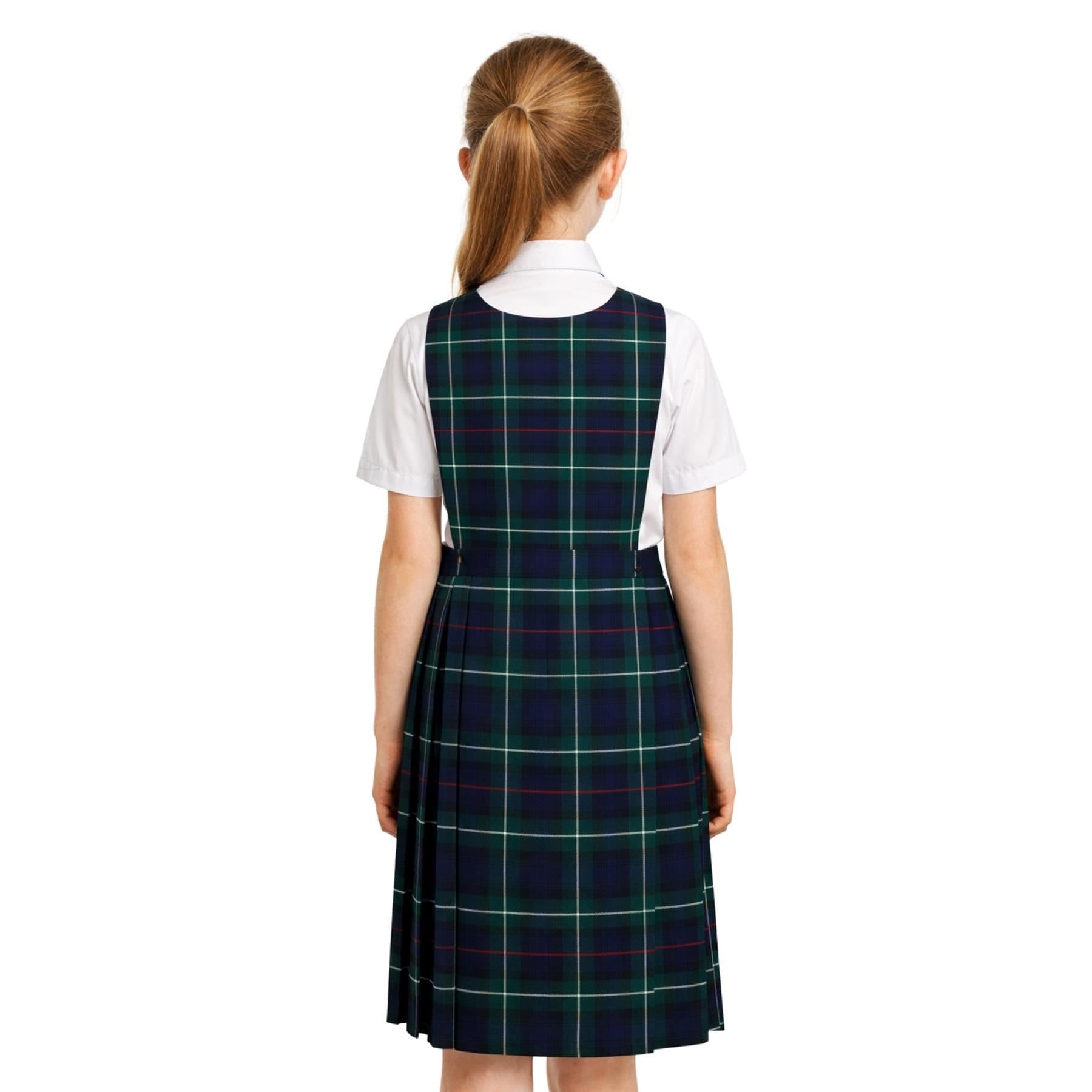 SchoolStitch® Girls School Uniform Sleeveless Pinafore Dress, Knife Pleats Wrap-Over Bib Tartan Dress, Summer School Dresses for Girls, Age 2-18 Years