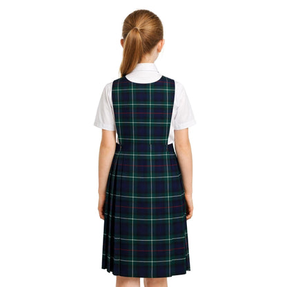 SchoolStitch® Girls School Uniform Sleeveless Pinafore Dress, Knife Pleats Wrap-Over Bib Tartan Dress, Summer School Dresses for Girls, Age 2-18 Years