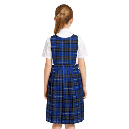 SchoolStitch® Girls School Uniform Sleeveless Pinafore Dress, Knife Pleats Wrap-Over Bib Tartan Dress, Summer School Dresses for Girls, Age 2-18 Years
