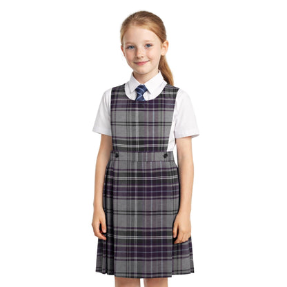 SchoolStitch® Girls School Uniform Sleeveless Pinafore Dress, Knife Pleats Wrap-Over Bib Tartan Dress, Summer School Dresses for Girls, Age 2-18 Years