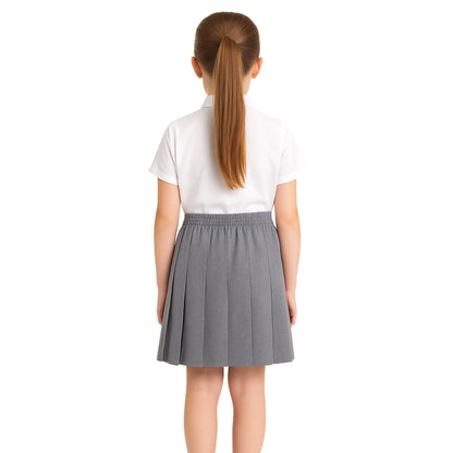 SchoolStitch® Girls Box Pleated School Skirt, Plain All-Round Elasticated Waist Pleated Skirt, Knee Length Tartan Skirts, School Uniform Girls Summer Skirts, Ages 2-18