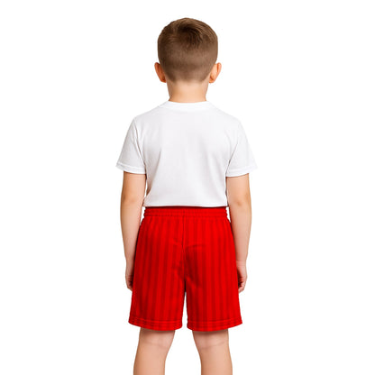 Kids Unisex Shadow Stripe PE Shorts, Girls Boys Drawstring Waist Football Shorts, School Sports Gym Running Boys and Girls’ Activewear Stretchy Short Pants, Ages 2-13