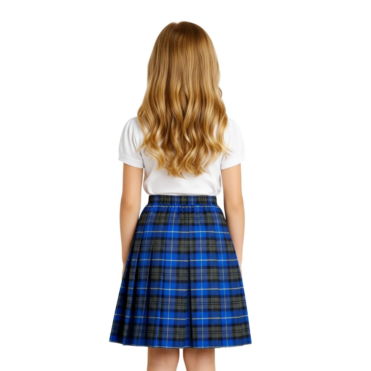 SchoolStitch® Girls Box Pleated School Skirt, Plain All-Round Elasticated Waist Pleated Skirt, Knee Length Tartan Skirts, School Uniform Girls Summer Skirts, Ages 2-73