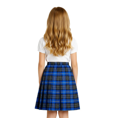 SchoolStitch® Girls Box Pleated School Skirt, Plain All-Round Elasticated Waist Pleated Skirt, Knee Length Tartan Skirts, School Uniform Girls Summer Skirts, Ages 2-73