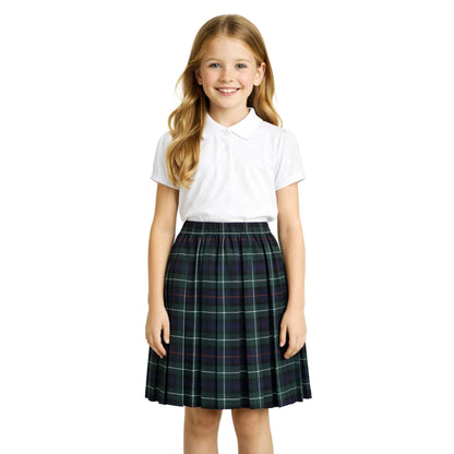SchoolStitch® Girls Box Pleated School Skirt, Plain All-Round Elasticated Waist Pleated Skirt, Knee Length Tartan Skirts, School Uniform Girls Summer Skirts, Ages 2-25