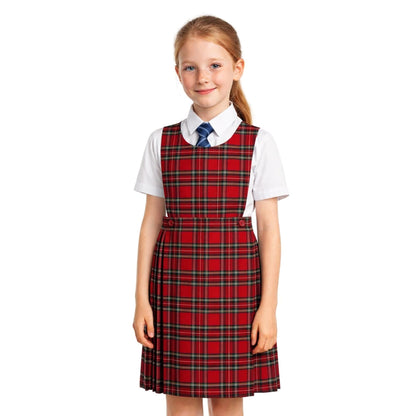 SchoolStitch® Girls School Uniform Sleeveless Pinafore Dress, Knife Pleats Wrap-Over Bib Tartan Dress, Summer School Dresses for Girls, Age 2-18 Years