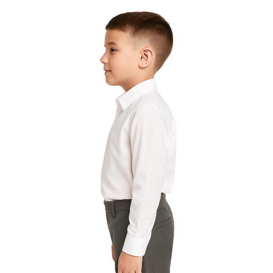 SchoolStitch® Boys School Uniform Plain Long Sleeve Shirt, Twin Pack Boy’s Button-Down Shirts with Chest Pocket, Kids Regular Fit Non Iron School Shirts, Ages 3-15+ Years