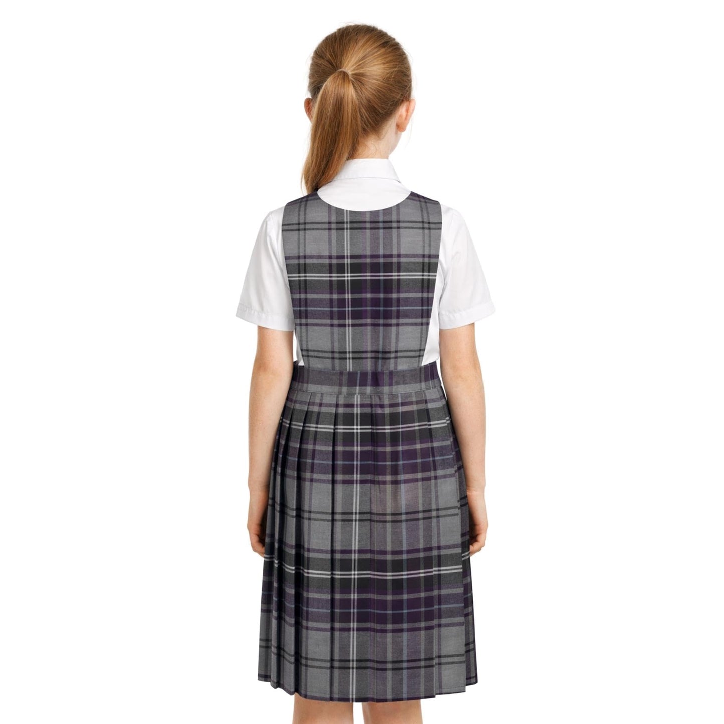 SchoolStitch® Girls School Uniform Sleeveless Pinafore Dress, Knife Pleats Wrap-Over Bib Tartan Dress, Summer School Dresses for Girls, Age 2-18 Years