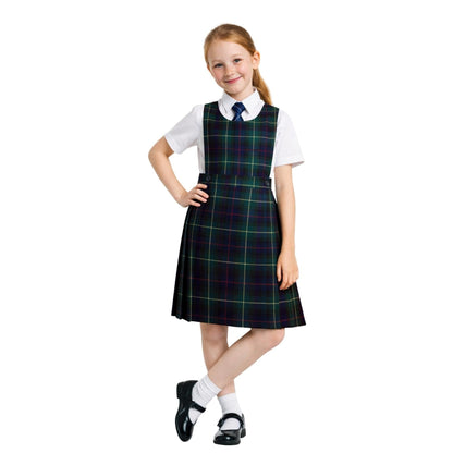 SchoolStitch® Girls School Uniform Sleeveless Pinafore Dress, Knife Pleats Wrap-Over Bib Tartan Dress, Summer School Dresses for Girls, Age 2-18 Years