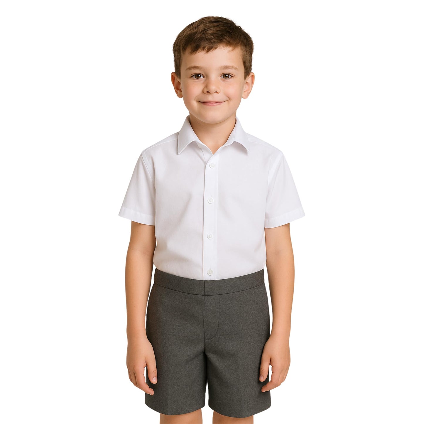 Boys School Shorts, Half Elastic Back Knee Length Pull On Shorts with Pockets, Kids Plain Teflon Coated Black Short Pants, School Uniform Boys Ages 2-13