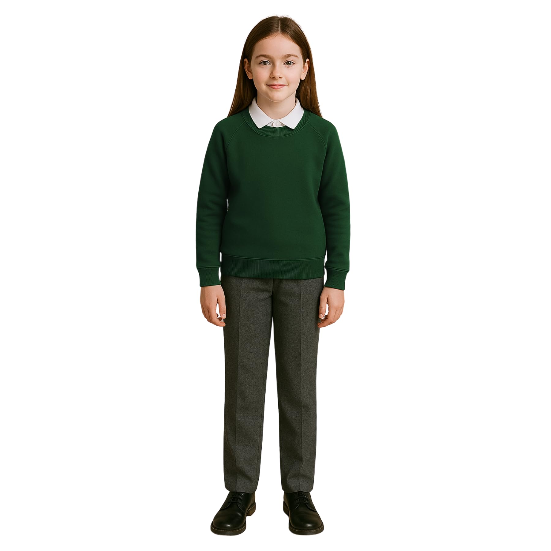 School Jumpers for Boys and Girls, Long Sleeve Fleece Jumper, Kids Unisex Crew Neck Plain Sweatshirt, School Uniform Girls and Boys, Ages 2-13