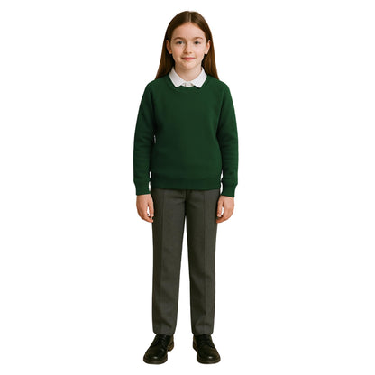School Jumpers for Boys and Girls, Long Sleeve Fleece Jumper, Kids Unisex Crew Neck Plain Sweatshirt, School Uniform Girls and Boys, Ages 2-13