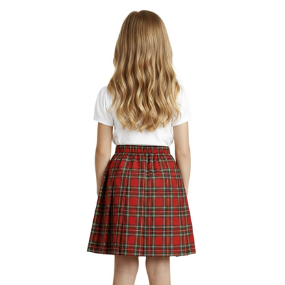 SchoolStitch® Girls Box Pleated School Skirt, Plain All-Round Elasticated Waist Pleated Skirt, Knee Length Tartan Skirts, School Uniform Girls Summer Skirts, Ages 2-61