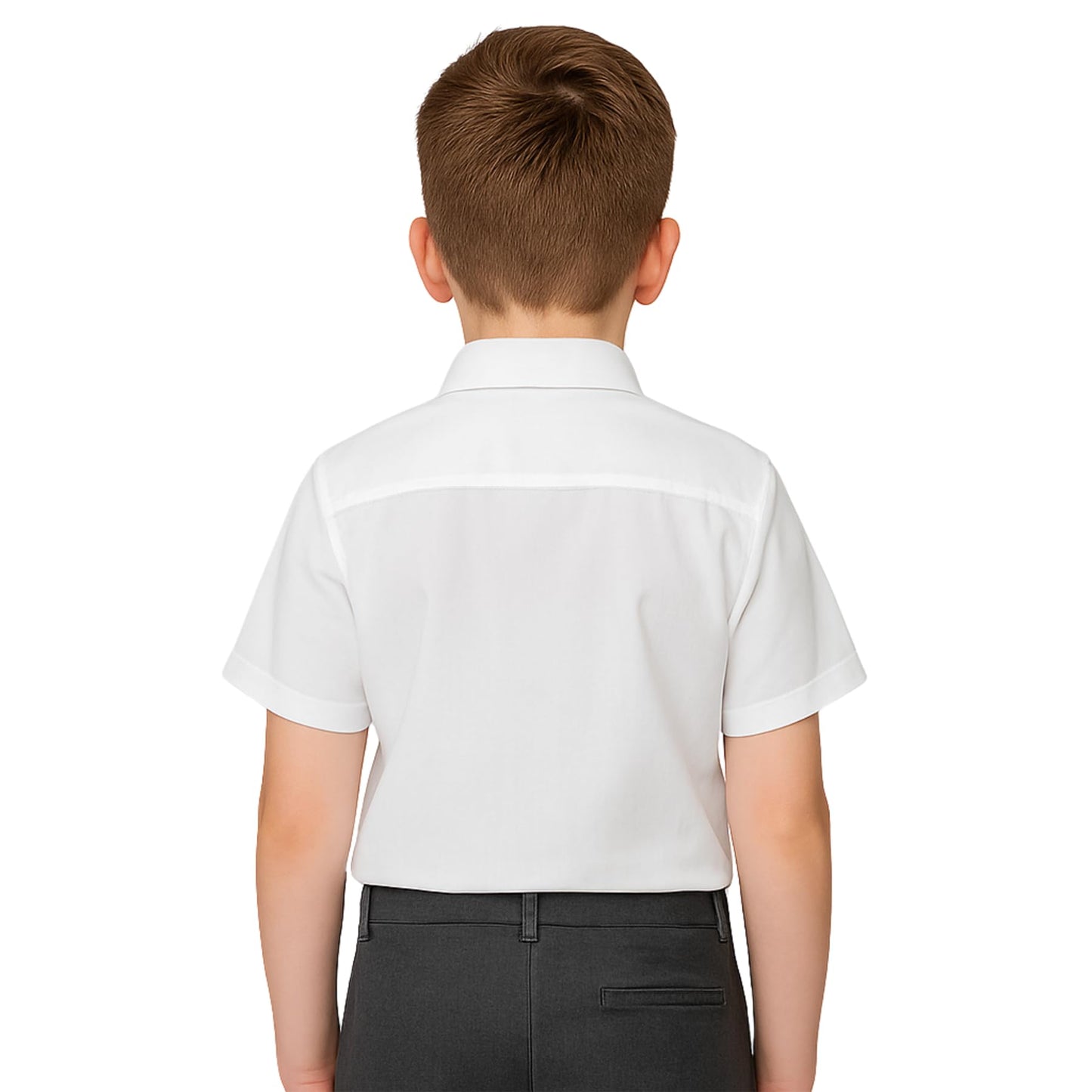 SchoolStitch® Boys School Uniform Twin Pack Short Sleeve Shirts, Kids Plain Button-Down Regular Fit Shirt with Chest Pocket, Non Iron Boys School Shirts