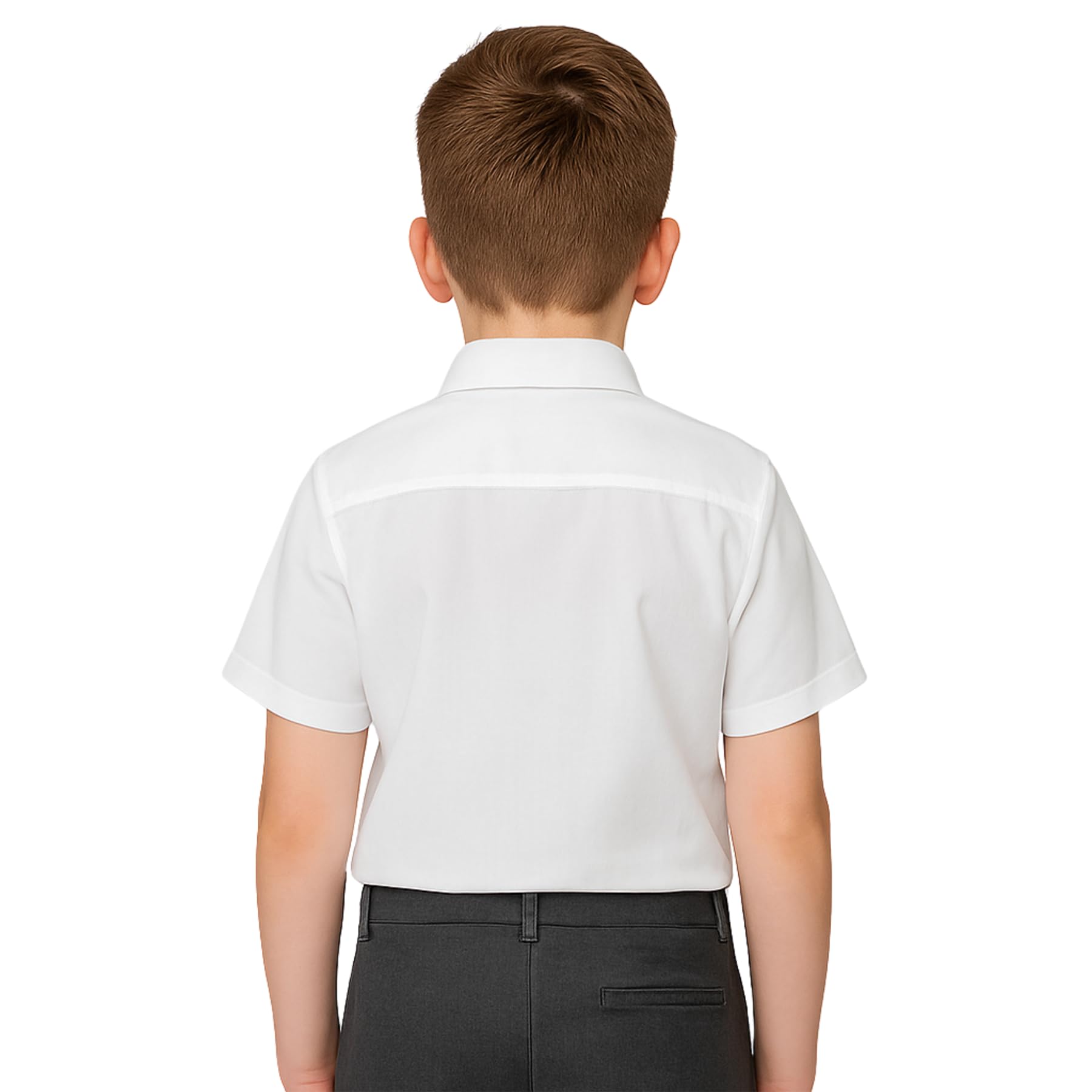 SchoolStitch® Boys School Uniform Twin Pack Short Sleeve Shirts, Kids Plain Button-Down Regular Fit Shirt with Chest Pocket, Non Iron Boys School Shirts