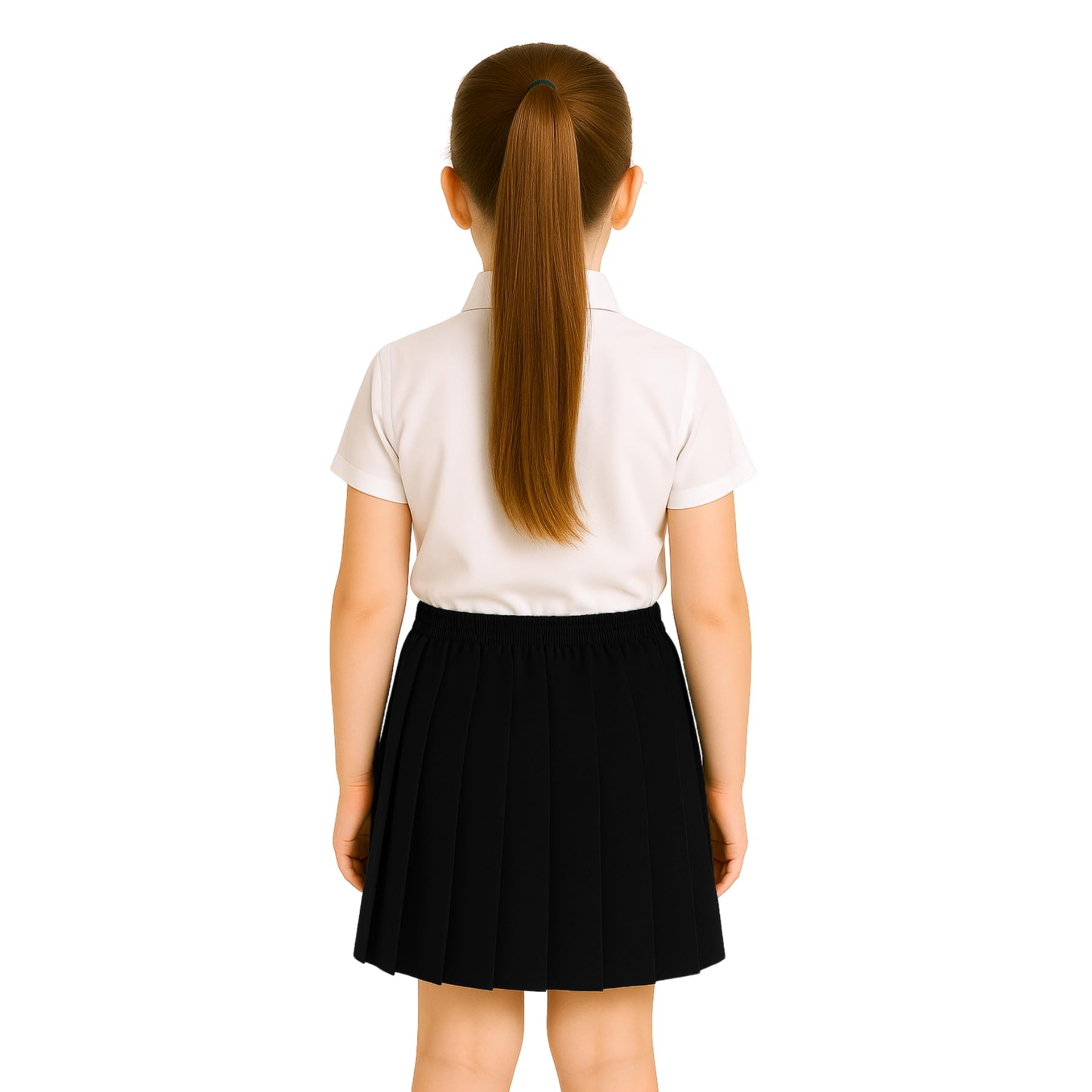 SchoolStitch® Girls Box Pleated School Skirt, Plain All-Round Elasticated Waist Pleated Skirt, Knee Length Tartan Skirts, School Uniform Girls Summer Skirts, Ages 2-18