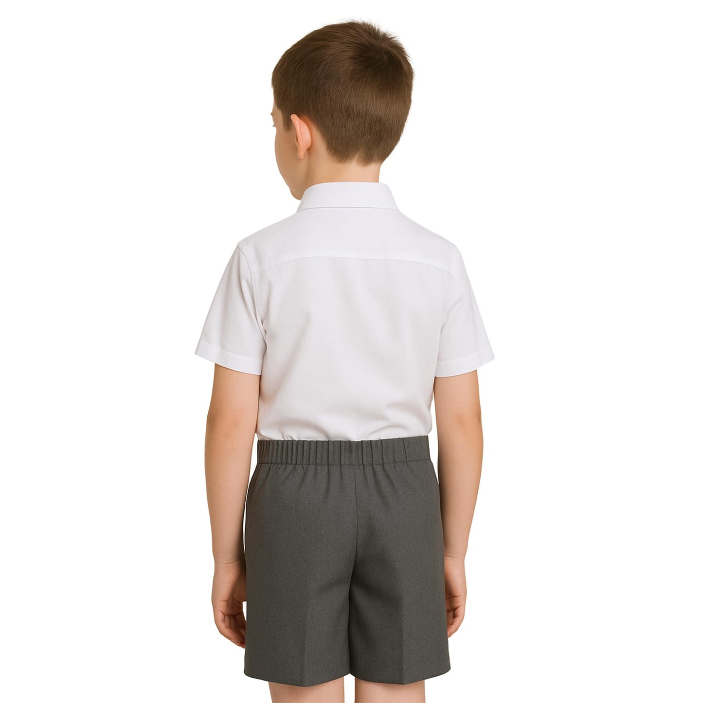 Boys School Shorts, Half Elastic Back Knee Length Pull On Shorts with Pockets, Kids Plain Teflon Coated Black Short Pants, School Uniform Boys Ages 2-13