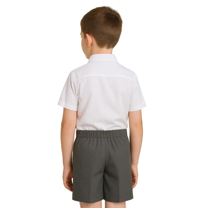 Boys School Shorts, Half Elastic Back Knee Length Pull On Shorts with Pockets, Kids Plain Teflon Coated Black Short Pants, School Uniform Boys Ages 2-13