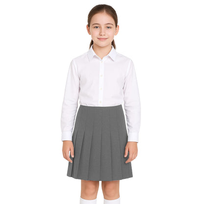 SchoolStitch® Girls School Skirts, Zip Back Top Stitched All Round Knife Pleated Skirt, Plain Girls School Uniform, Womens Formal Office Skirt, Stretchy Summer Skirts