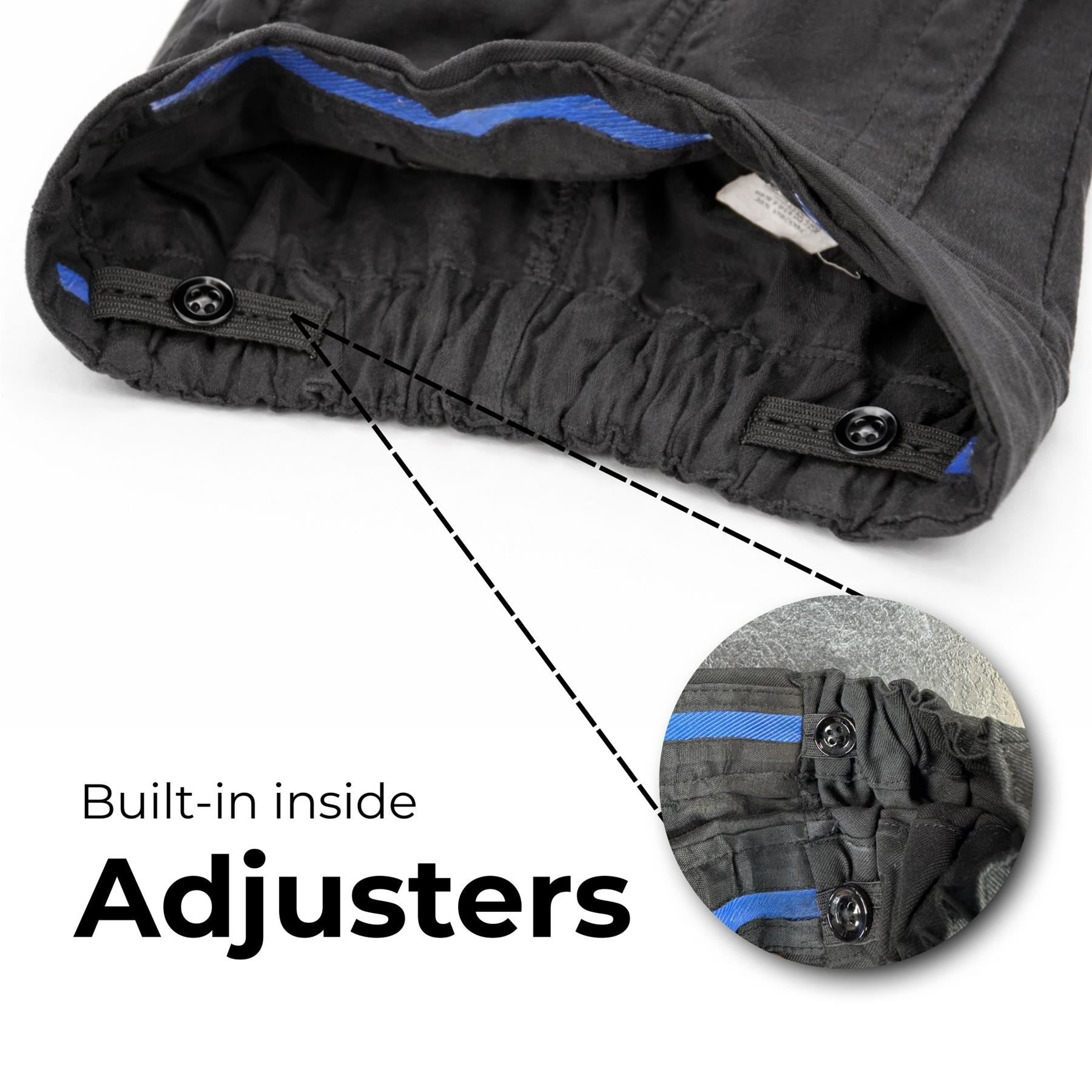 School Stitch® Boys School Shorts, Waist Adjuster with Half Elastic Back Knee Length Pull On Shorts With Pockets, Kids Plain Teflon Coated Black Short Pants, School Uniform Boys Ages 2-13