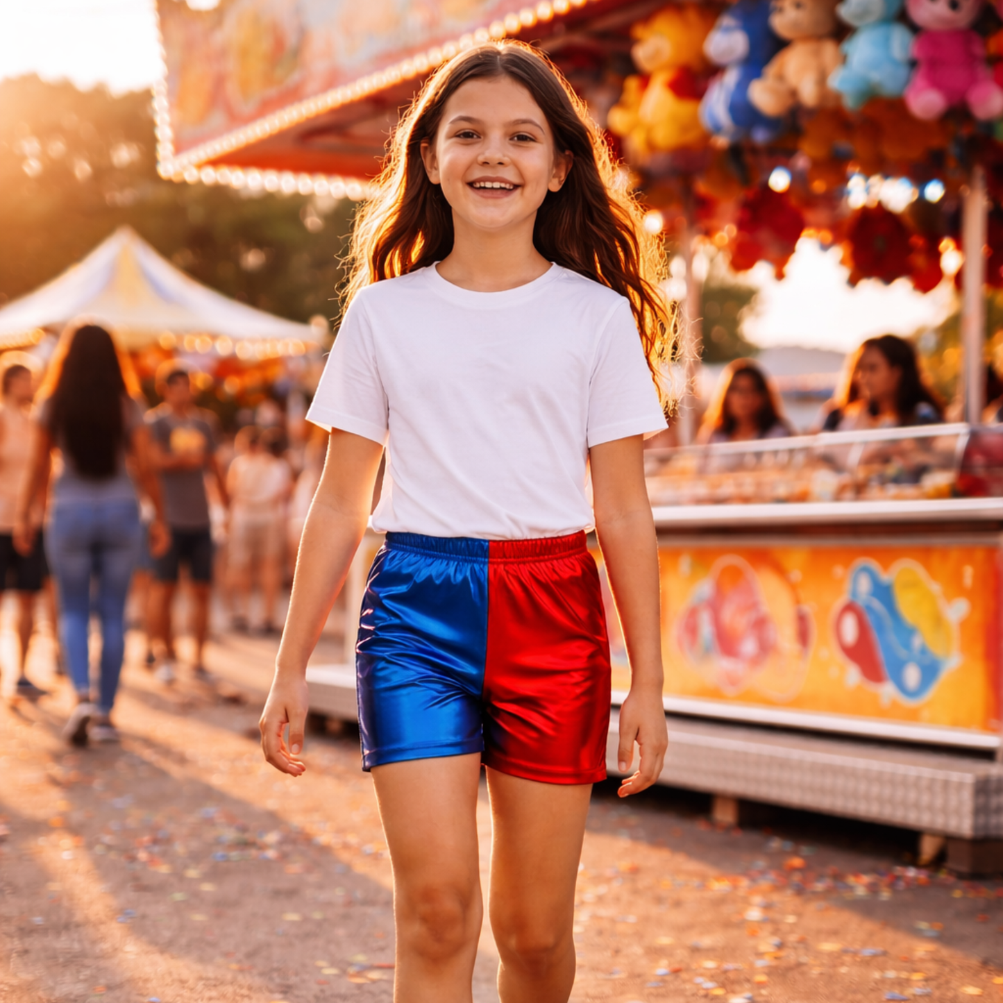 Kids Metallic Red Blue Hotpants
