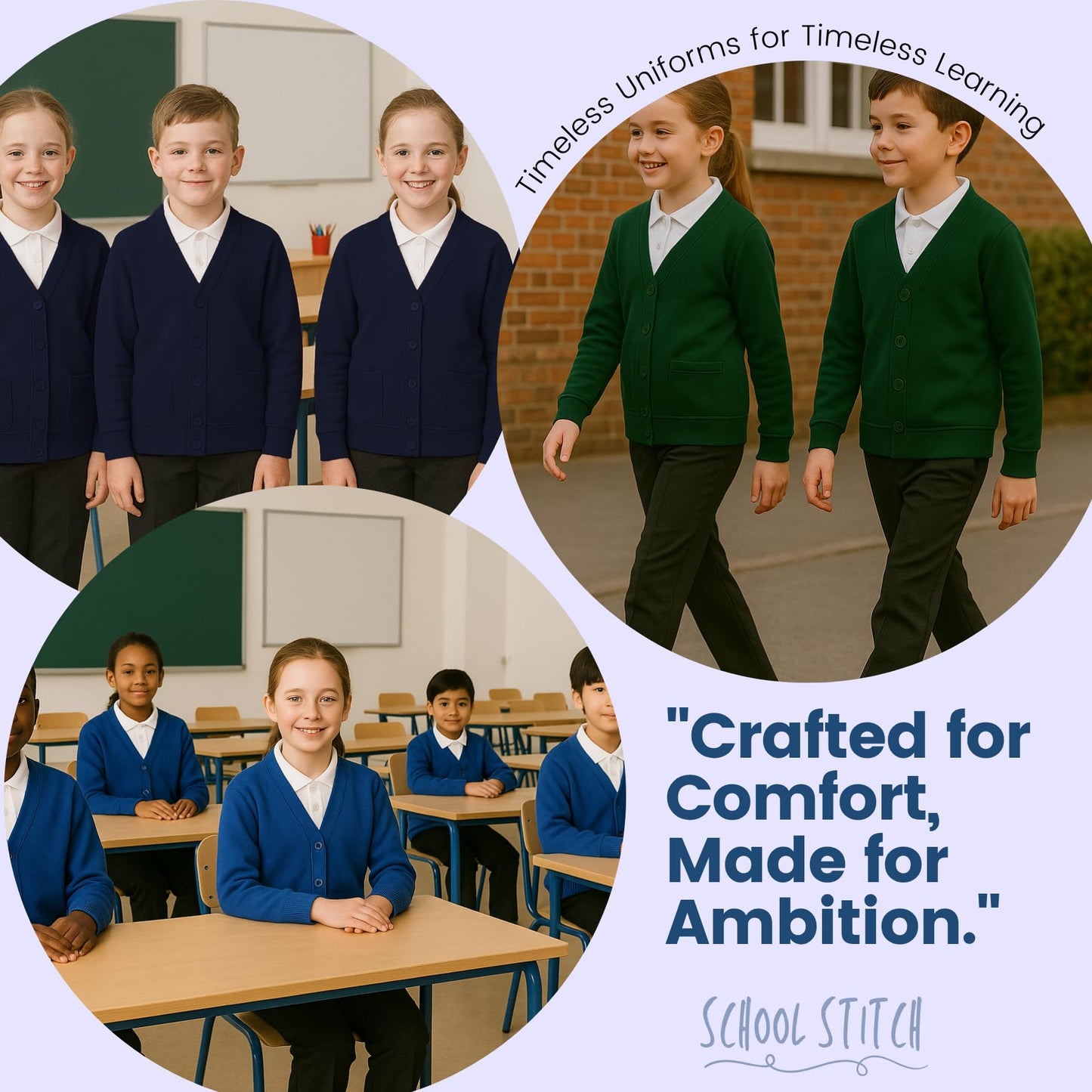 Girls Boys School Uniform Long Sleeve Cardigan, Kids Unisex Button up V Neck Jumper, Plain Sweater with Front Pockets, School Cardigans for Girls and Boys Age 2-13 Years