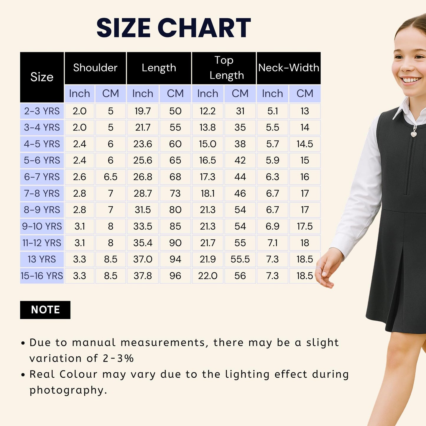 SchoolStitch® Girls School Uniform Plain Pinafore Dress, Round Neck Sleeveless Zip Closure Pleated Dress with Heart Pockets, Elegant School Uniform Girls Pinafore Dresses, Ages 2-14