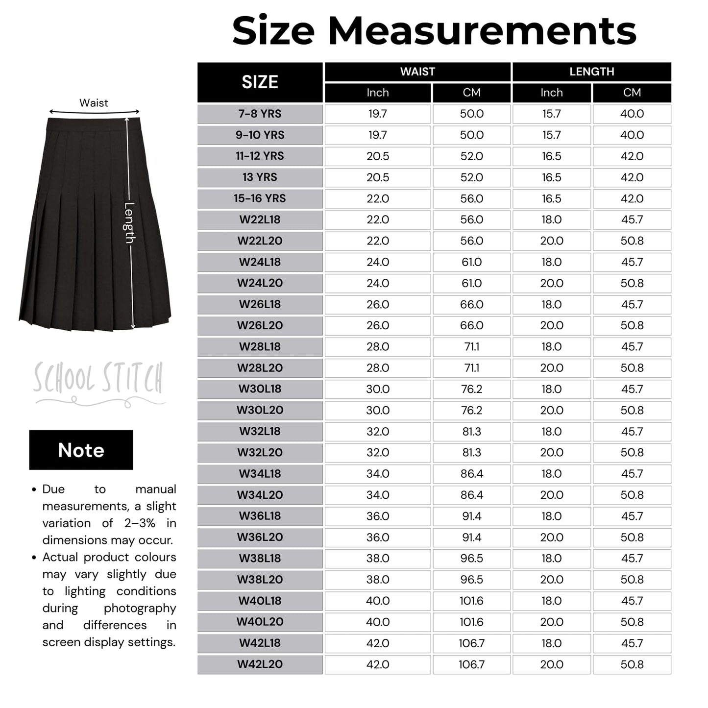 SchoolStitch® Girls School Skirt, Plain Zip Back Button Knee Length Knife Pleated Skirt, Ladies Formal Wear Skirts, Lightweight Girls School Uniform Summer Skirts