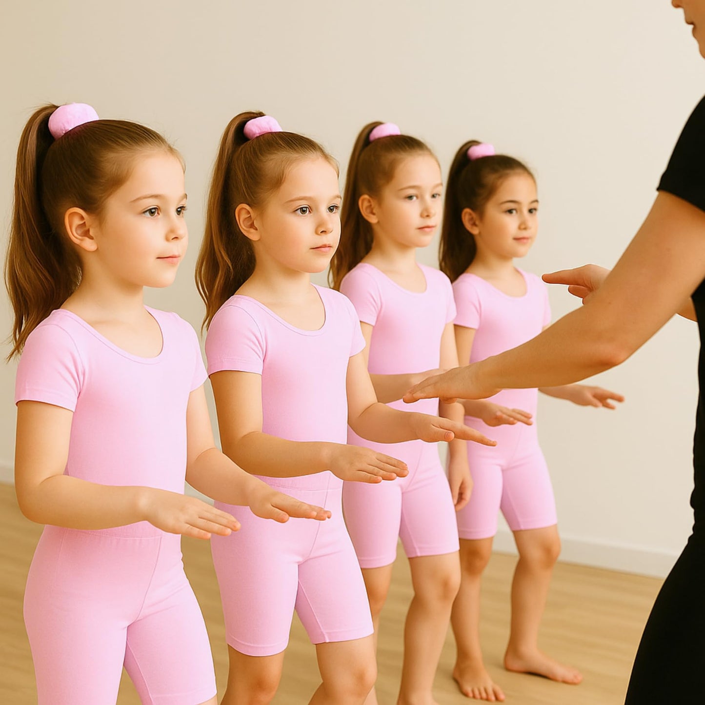 School Stitch 3 Piece Gymnastics Leotards for Girls Set, Kids Microfibre Half Sleeve Ballet Bodysuit With Elastic Waist Shorts and Scrunchie, Dance Costume Leotards for Girls Gymnastics Kids Age 3-13